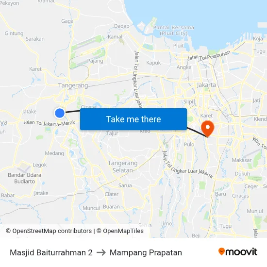Masjid Baiturrahman 2 to Mampang Prapatan map