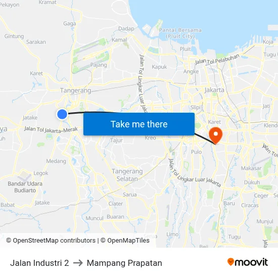 Jalan Industri 2 to Mampang Prapatan map
