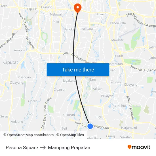 Pesona Square to Mampang Prapatan map