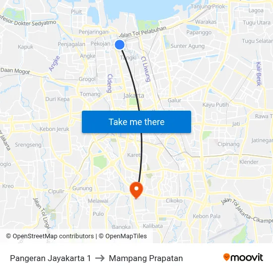 Pangeran Jayakarta 1 to Mampang Prapatan map