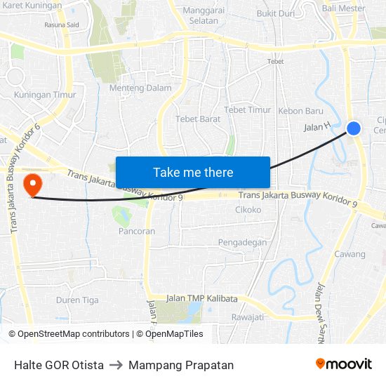 Halte GOR Otista to Mampang Prapatan map