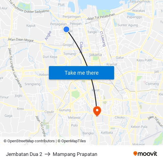 Jembatan Dua 2 to Mampang Prapatan map