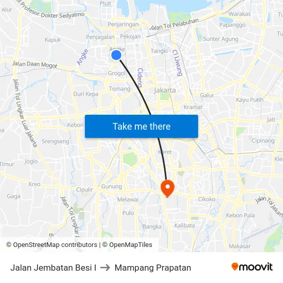 Jalan Jembatan Besi I to Mampang Prapatan map