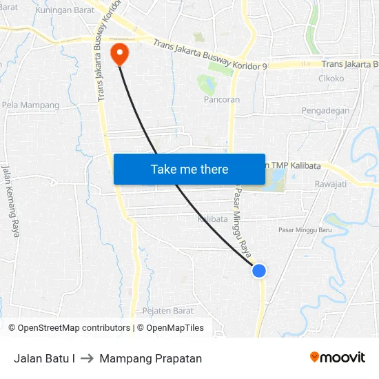 Jalan Batu I to Mampang Prapatan map