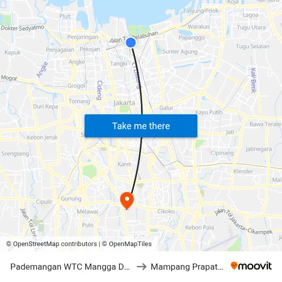 Pademangan WTC Mangga Dua to Mampang Prapatan map