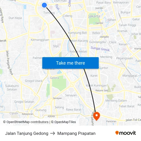 Jalan Tanjung Gedong to Mampang Prapatan map