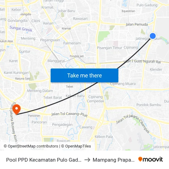 Pool PPD Kecamatan Pulo Gadung to Mampang Prapatan map