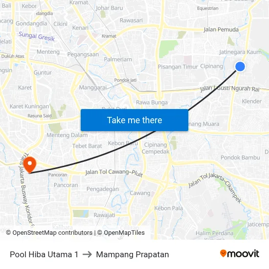 Pool Hiba Utama 1 to Mampang Prapatan map