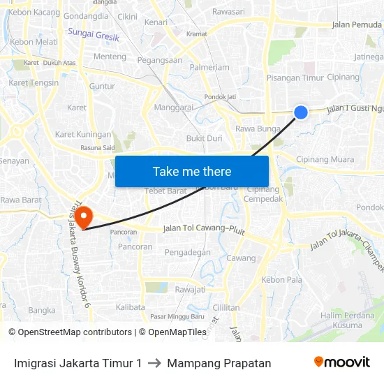 Imigrasi Jakarta Timur 1 to Mampang Prapatan map