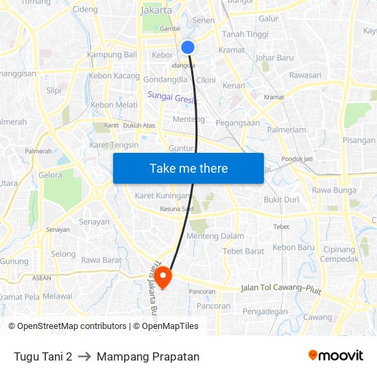 Tugu Tani 2 to Mampang Prapatan map