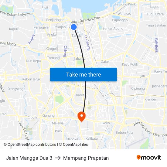 Jalan Mangga Dua 3 to Mampang Prapatan map