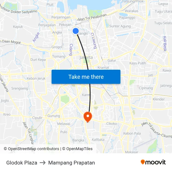 Glodok Plaza to Mampang Prapatan map