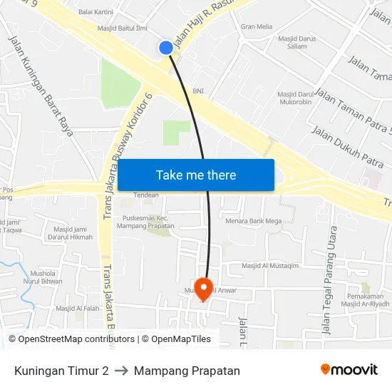 Kuningan Timur 2 to Mampang Prapatan map