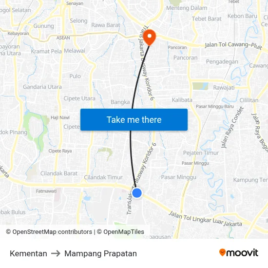 Kementan to Mampang Prapatan map