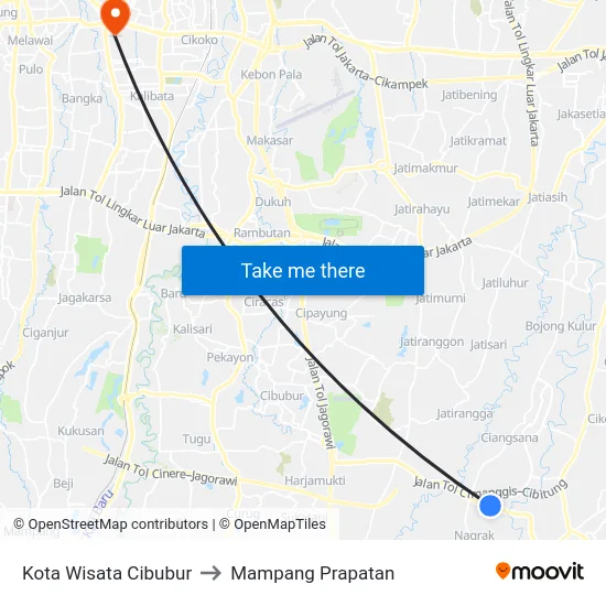 Kota Wisata Cibubur to Mampang Prapatan map