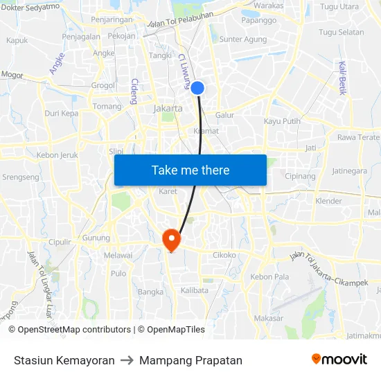 Stasiun Kemayoran to Mampang Prapatan map