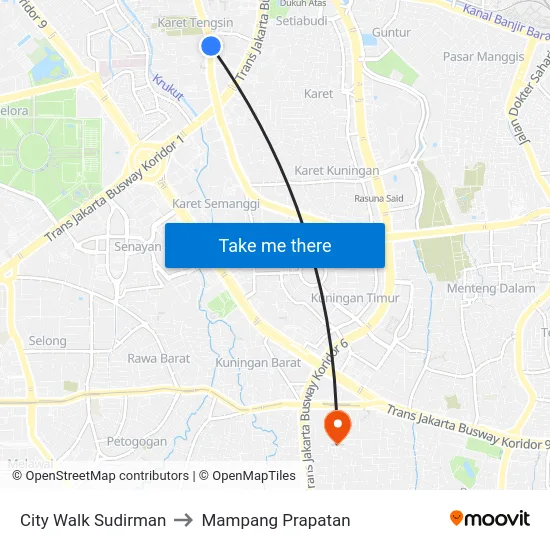 City Walk Sudirman to Mampang Prapatan map
