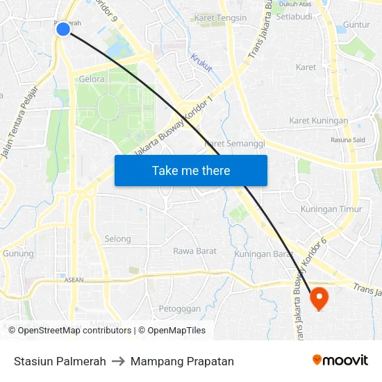 Stasiun Palmerah to Mampang Prapatan map