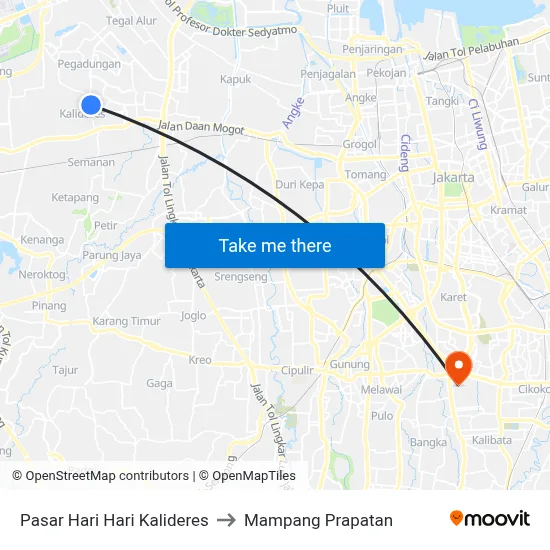 Pasar Hari Hari Kalideres to Mampang Prapatan map
