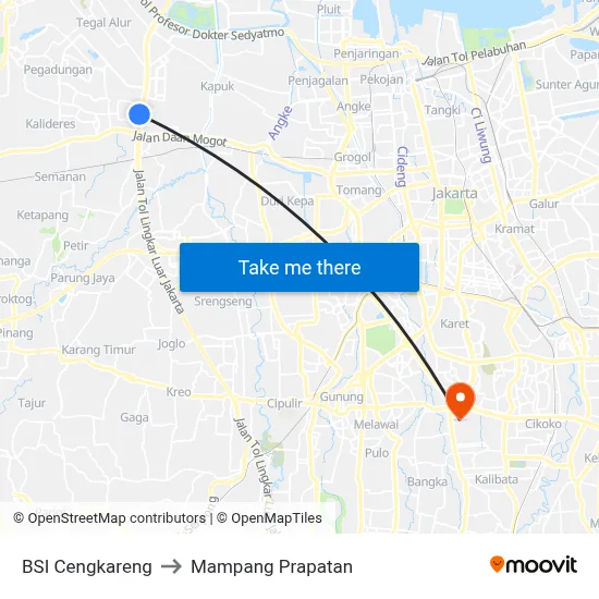 BSI Cengkareng to Mampang Prapatan map