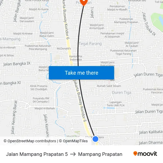 Jalan Mampang Prapatan 5 to Mampang Prapatan map