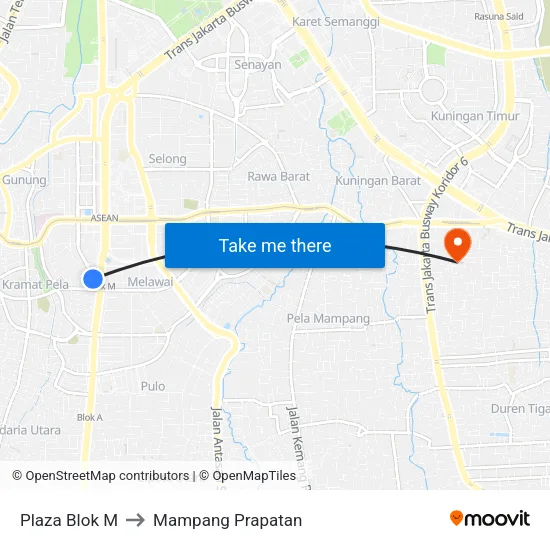 Plaza Blok M to Mampang Prapatan map