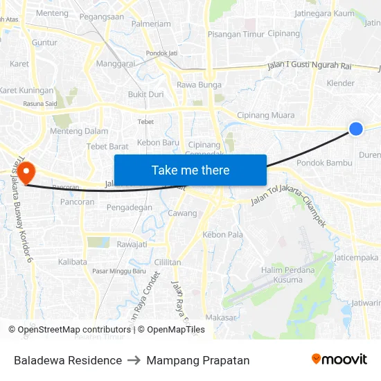 Baladewa Residence to Mampang Prapatan map