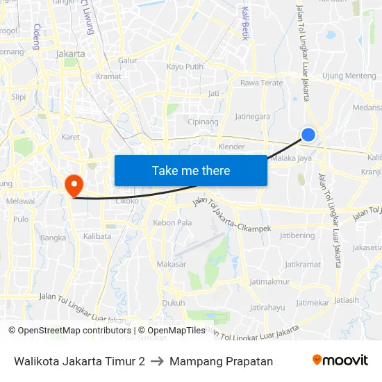 Walikota Jakarta Timur 2 to Mampang Prapatan map