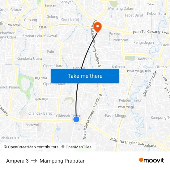 Ampera 3 to Mampang Prapatan map
