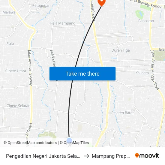 Pengadilan Negeri Jakarta Selatan 1 to Mampang Prapatan map