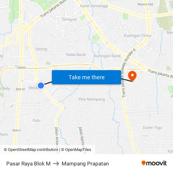 Pasar Raya Blok M to Mampang Prapatan map