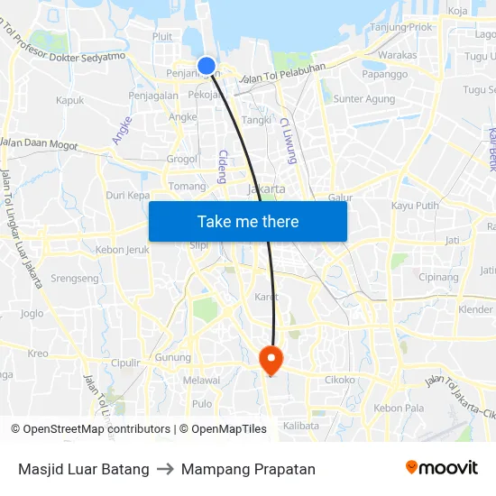 Masjid Luar Batang to Mampang Prapatan map