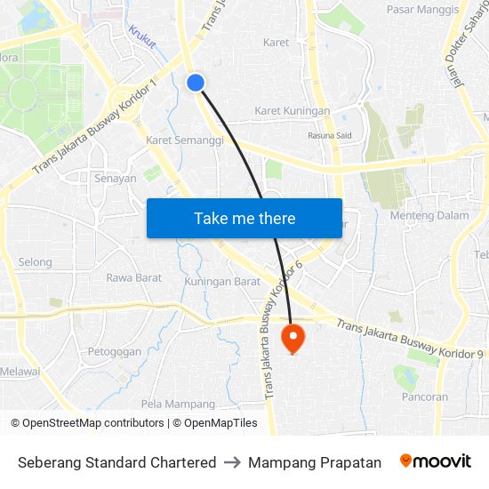 Seberang Standard Chartered to Mampang Prapatan map