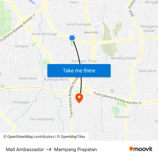 Mall Ambassador to Mampang Prapatan map