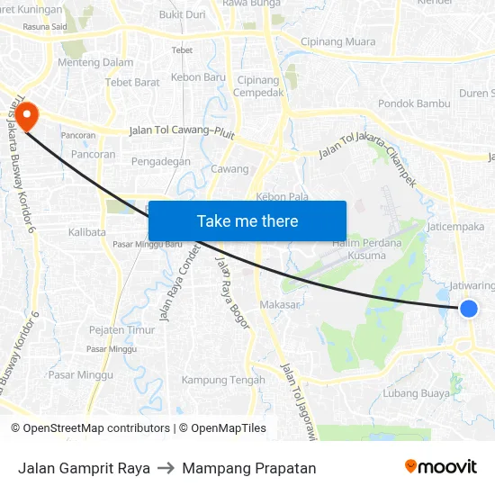 Jalan Gamprit Raya to Mampang Prapatan map