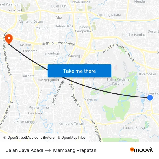Jalan Jaya Abadi to Mampang Prapatan map
