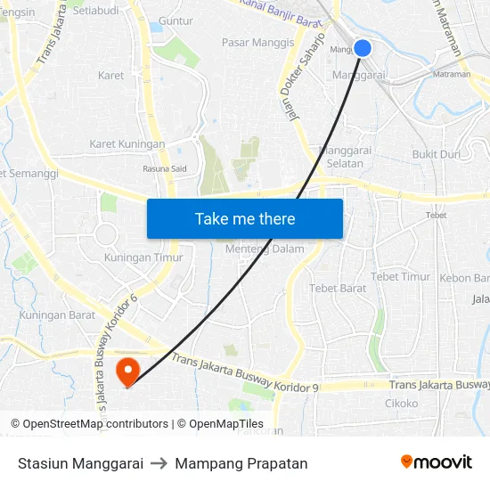 Stasiun Manggarai to Mampang Prapatan map