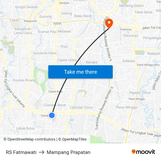RS Fatmawati to Mampang Prapatan map