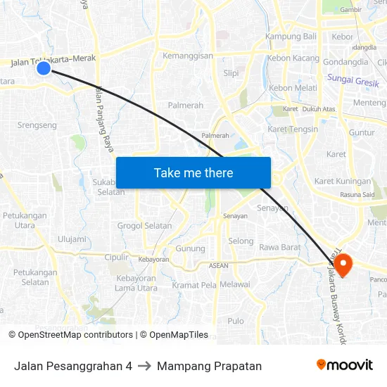 Jalan Pesanggrahan 4 to Mampang Prapatan map
