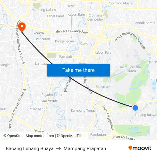 Bacang Lubang Buaya to Mampang Prapatan map