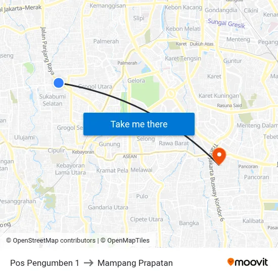 Pos Pengumben 1 to Mampang Prapatan map