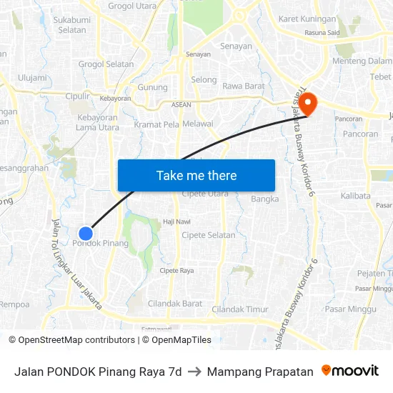 Jalan PONDOK Pinang Raya 7d to Mampang Prapatan map