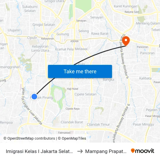 Imigrasi Kelas I Jakarta Selatan to Mampang Prapatan map