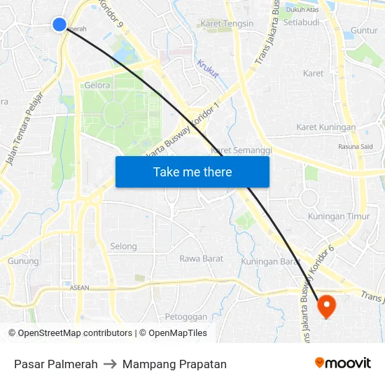 Pasar Palmerah to Mampang Prapatan map