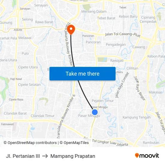 Jl. Pertanian III to Mampang Prapatan map