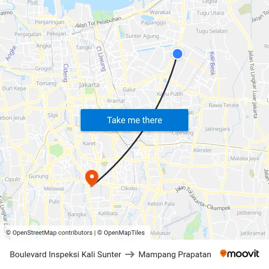 Boulevard Inspeksi Kali Sunter to Mampang Prapatan map