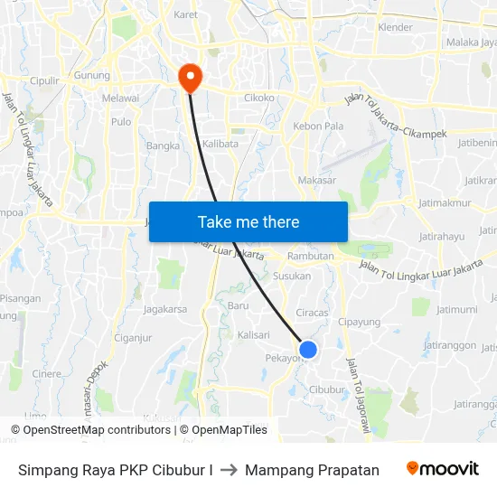 Simpang Raya PKP Cibubur I to Mampang Prapatan map