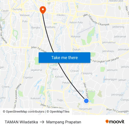 TAMAN Wiladatika to Mampang Prapatan map