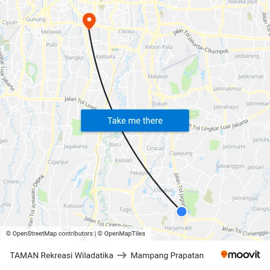 TAMAN Rekreasi Wiladatika to Mampang Prapatan map