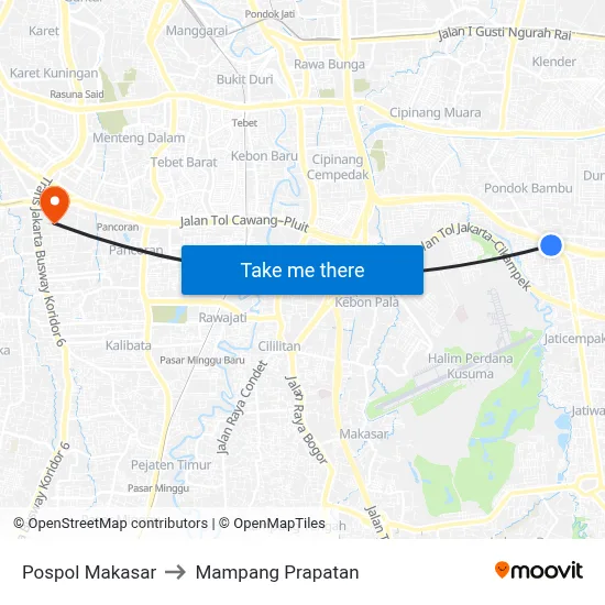 Pospol Makasar to Mampang Prapatan map